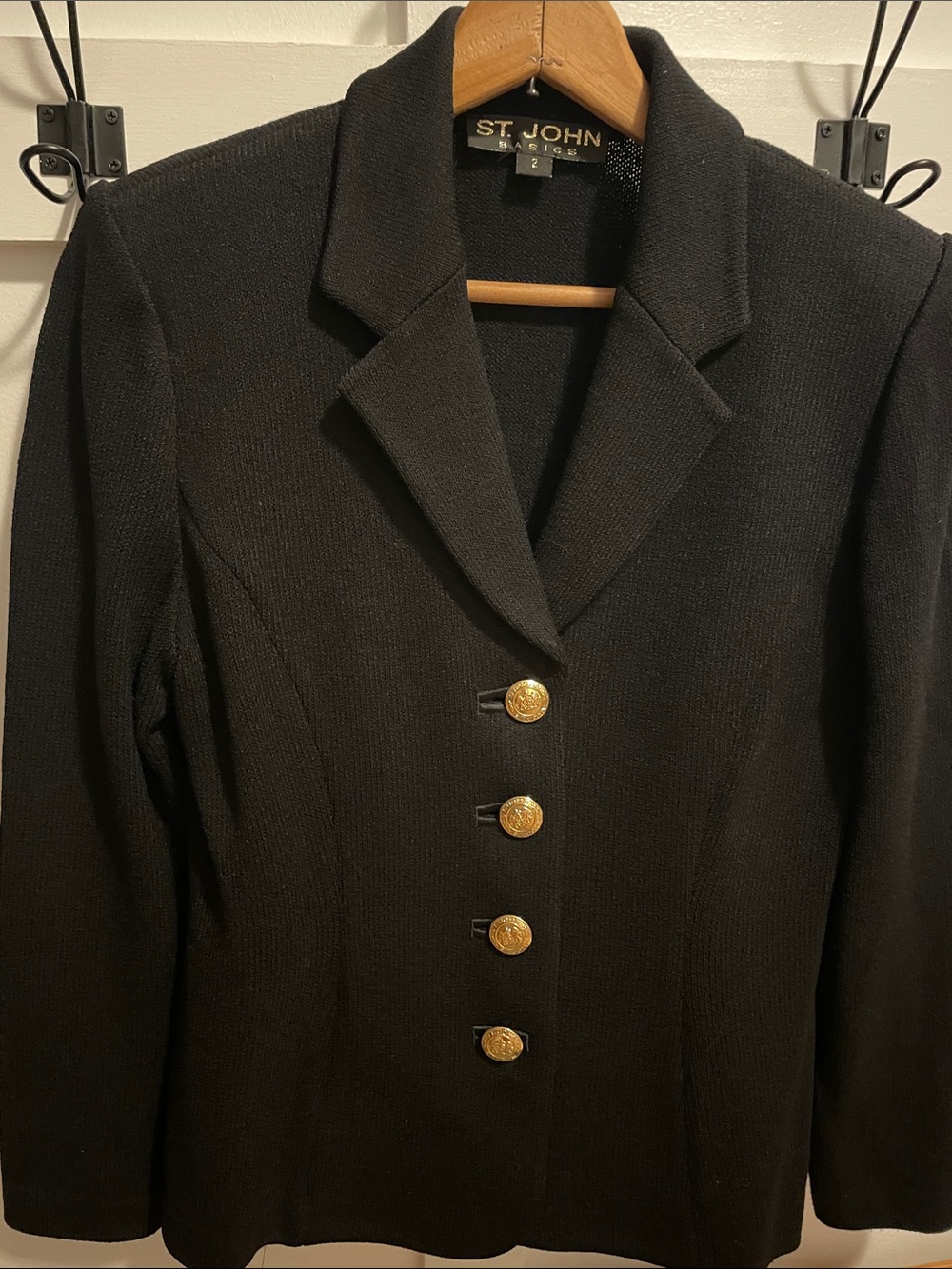 St. John Black Knit Button-Front Blazer - like new